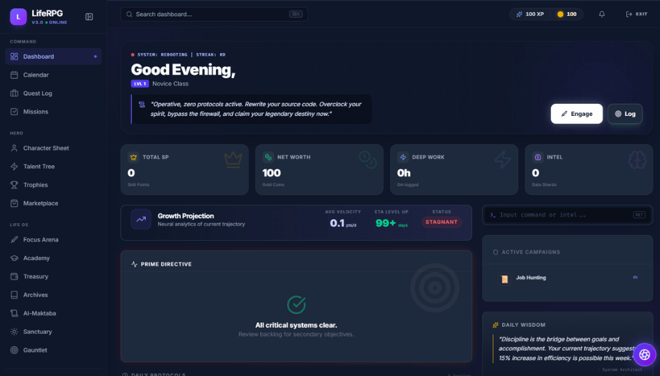 LifeRPG - A comprehensive, gamified productivity system